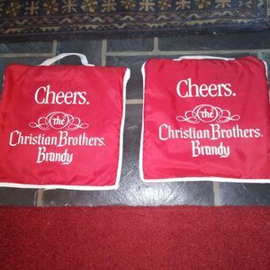 Pair Vintage Christian Brothers Brandy Seat Cushions for Outdoor events